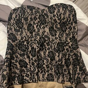 Deb Black and Nude Lace Top
